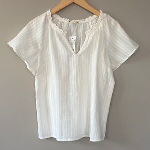 NWT Marine Layer Lana Textured Blouse Boho Cotton Top Size XS White Off White